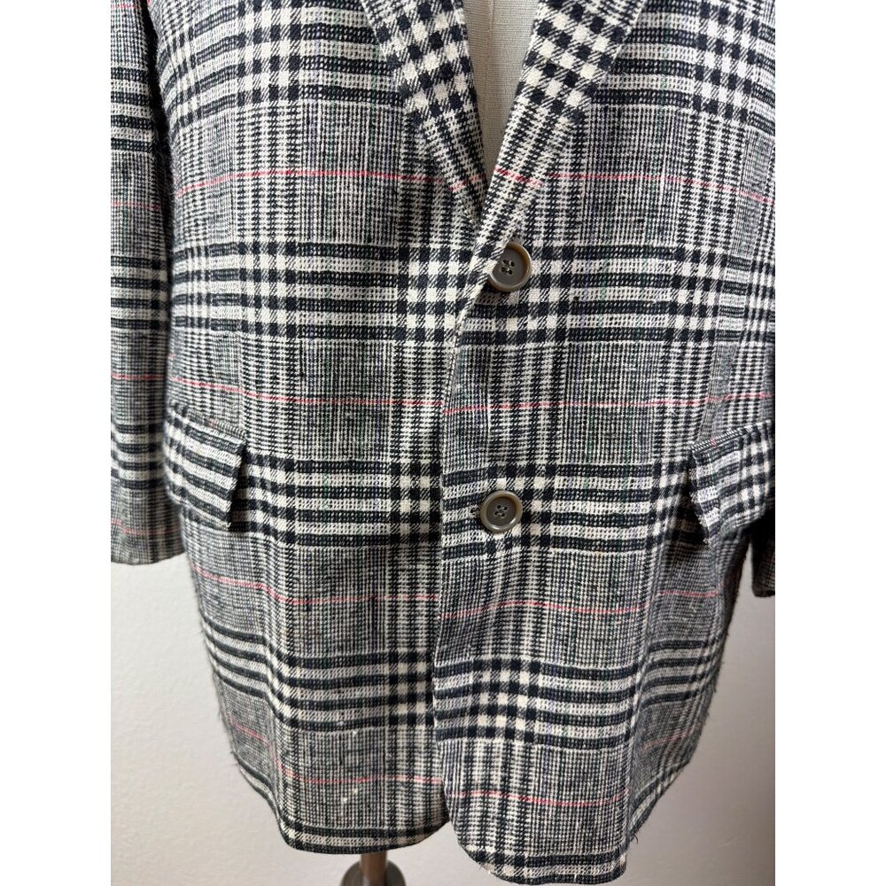 BOSS Hugo Boss Men's 42S Plaid Gray Plaid Wool Blazer Glen Check Sport Coat - Picture 11 of 16